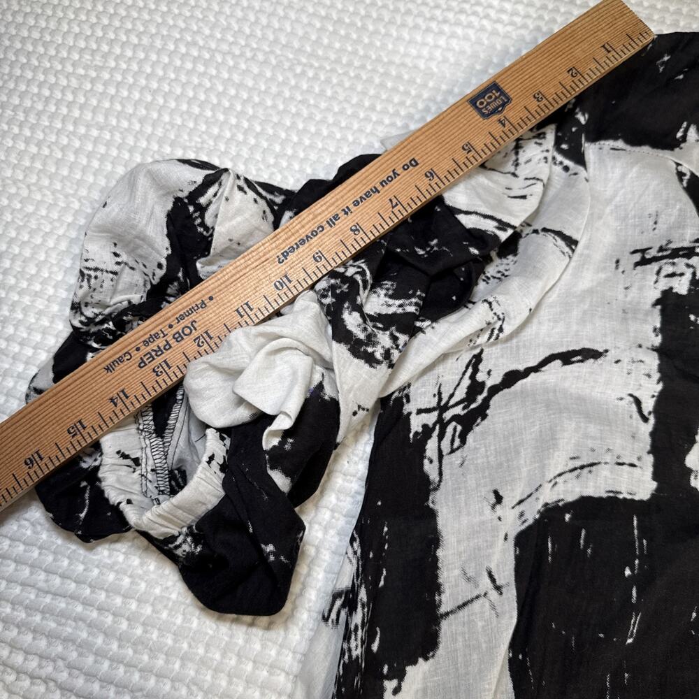 Step In Style Long Shirt Dress 1X White Black Cotton Whimsy Art Flowy NWT READ - Picture 8 of 16
